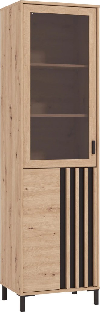 XXXLutz VITRÍNA, čierna, dub artisan, 54,6/192,6/40 cm Hom`in - Sklenené vitríny - 000834014403