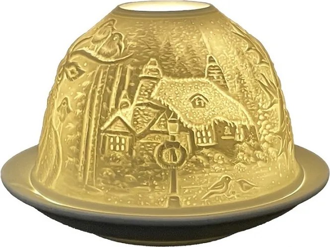 Biely porcelánový svietnik na čajovú sviečku jeleň Paollo - Ø 12 * 8 cm
