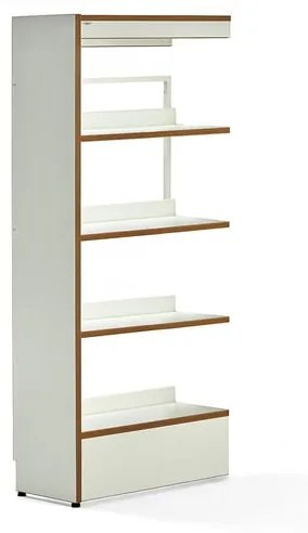 Knižnica STORY, prídavná sekcia, jednostranná, 1600x723x305 mm, 4 police, biela