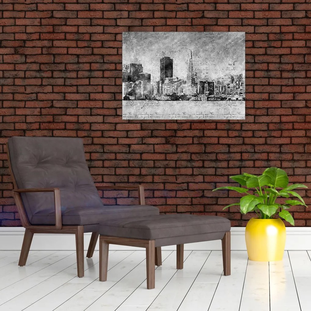 Sklenený obraz - Coffee art city (70x50 cm)