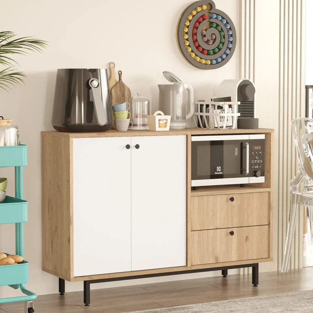 Skrinka na mikrovlnku Houseland Royce 02 dub Castello/biela