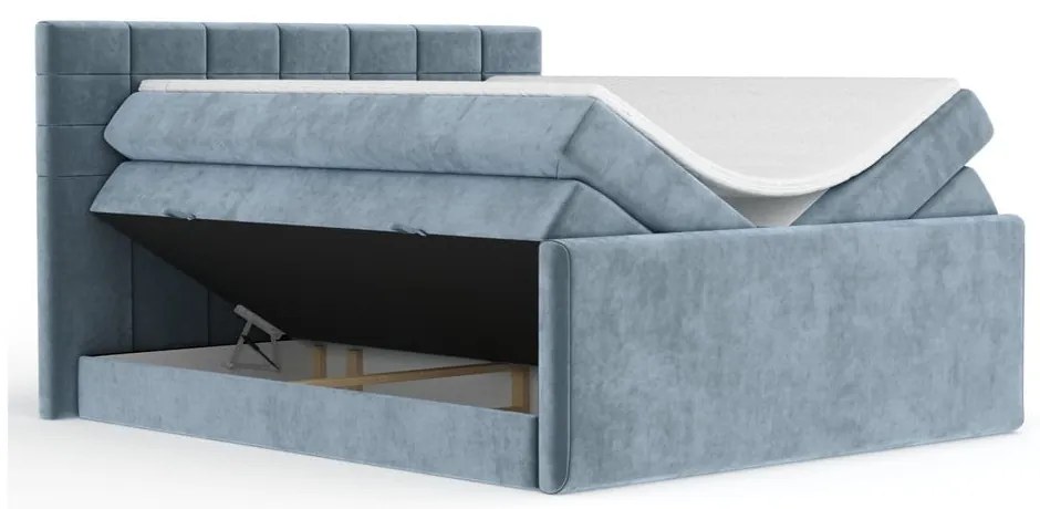 Modrá boxspring posteľ s úložným priestorom 180x200 cm Ava – Maison de Rêve