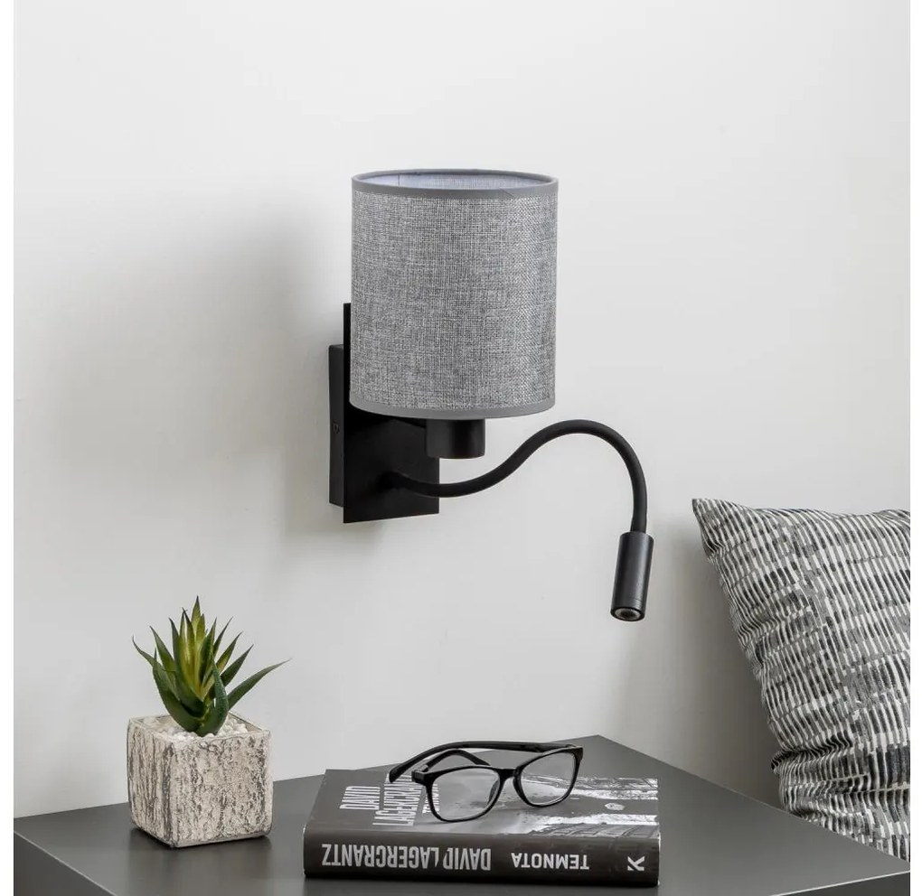 Brilagi - LED Flexibilná nástenná lampa NUBILA 1xE27/25W/230V + LED/3W čierna/šedá