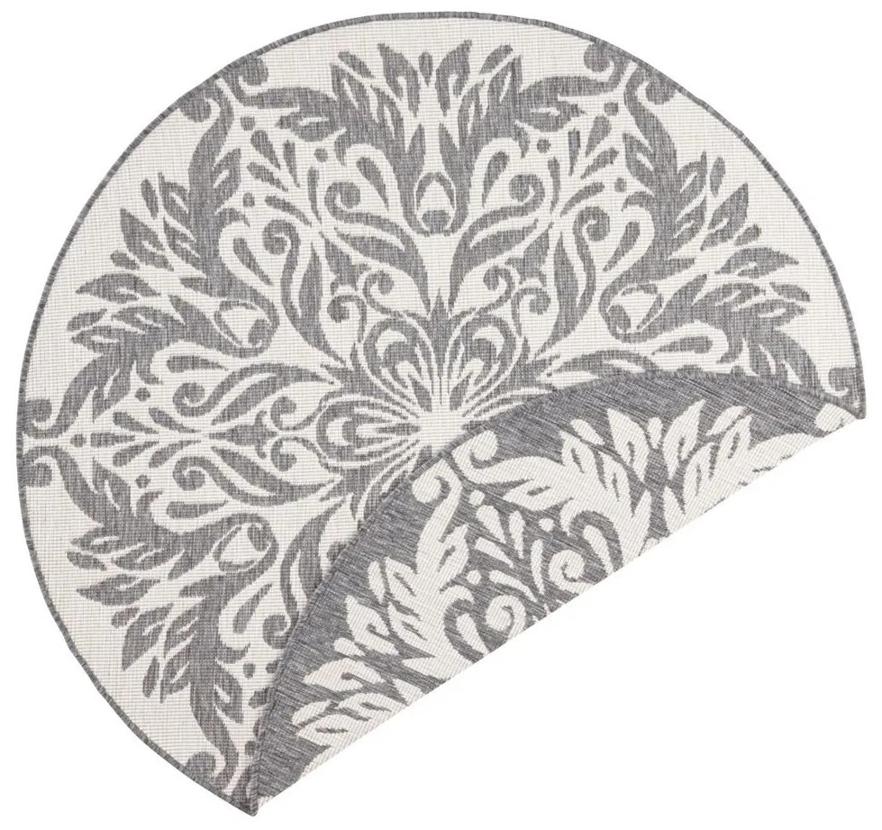 NORTHRUGS - Hanse Home koberce Kusový koberec Twin Supreme 103416 Madrid grey creme – na von aj na doma - 140x140 (priemer) kruh cm