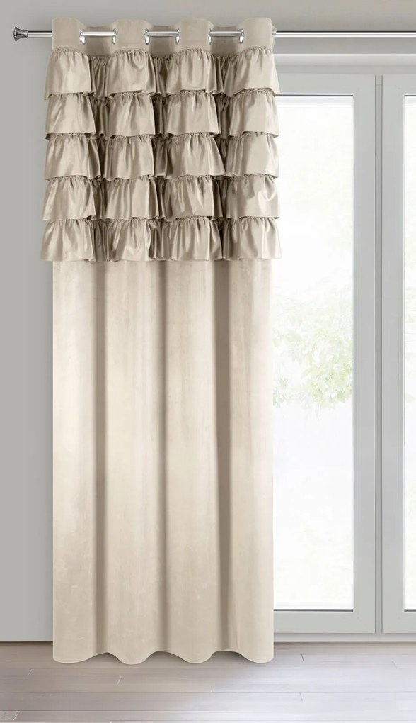 ZATEMŇOVACÍ ZÁVES NA KRÚŽKOCH AURA 140X250 CM BÉŽOVÁ