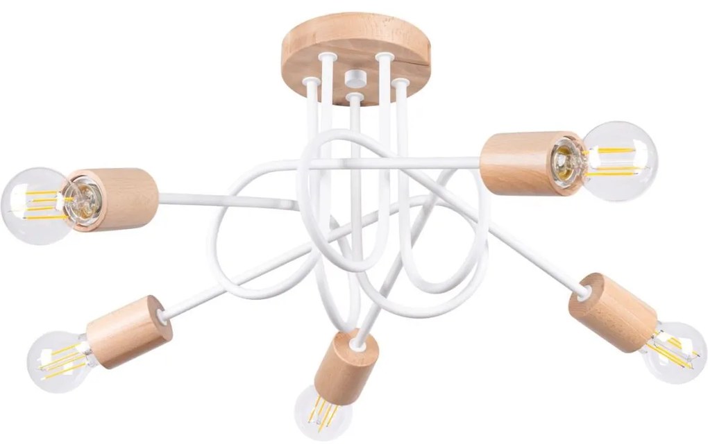 Sollux SL.1475 - Prisadený luster EMBER 5xE27/15W/230V biela/béžová/buk