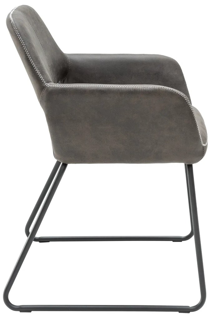 Stolička Mustang starožitná sivá lakťová opierka