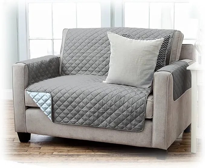 Prešívaný prehoz VIVA na 2miestnu pohovku, tmavosivý/svetlosivý