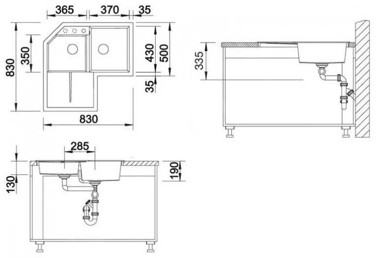 Blanco Metra 9 E, silgranitový drez 830x830x190 mm, 2-komorový, jemná biela, BLA-526801