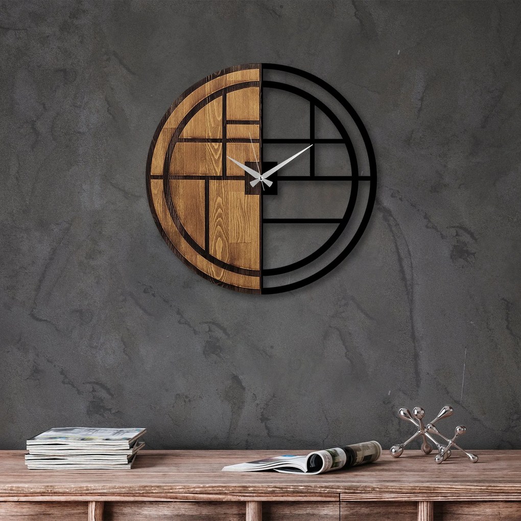 Dekoratívne nástenné hodiny WALLIE ORGANIC 56 cm orech/čierne