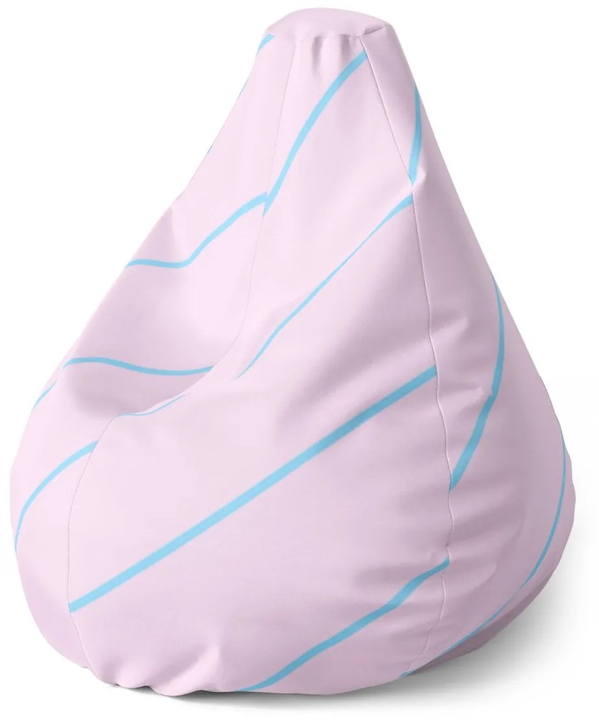 Sablio Sedací vak Pear Modré pruhy na ružovej - 70 x 95 x 15 cm