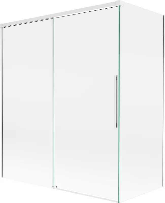 Mexen Rox, 2-krídlová posuvná vaňová zástena 140 + 70 x 150 cm, 8mm číre sklo, biely profil, 8C9-140-070-20-00