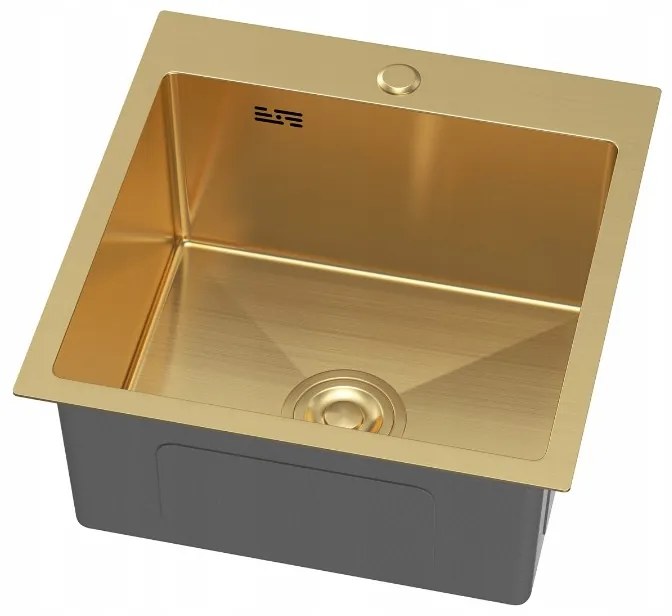 Erga HD, 1-komorový oceľový drez 460x450x210 mm, zlatá, ERG-MLS-HD4645G