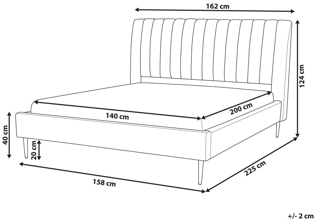 Zamatová posteľ 140 x 200 cm béžová MARVILLE Beliani