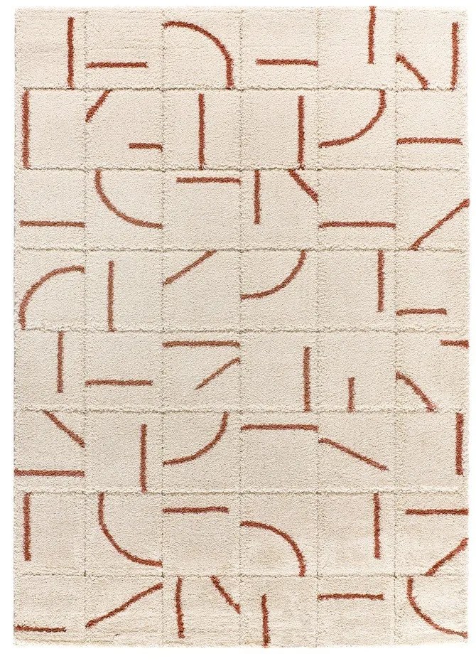 Koberec v tehlovej a krémovej farbe 133x190 cm Brenda – Universal