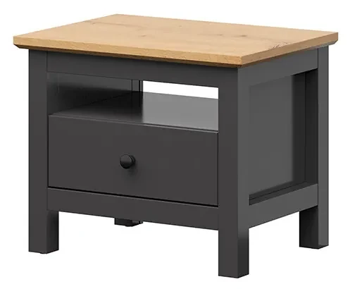 Nočný stolík  BRW Hesen KOM1S/5/6 (grafit + dub artisan). Akcia -16%. Vlastná spoľahlivá doprava až k Vám domov. 1062499