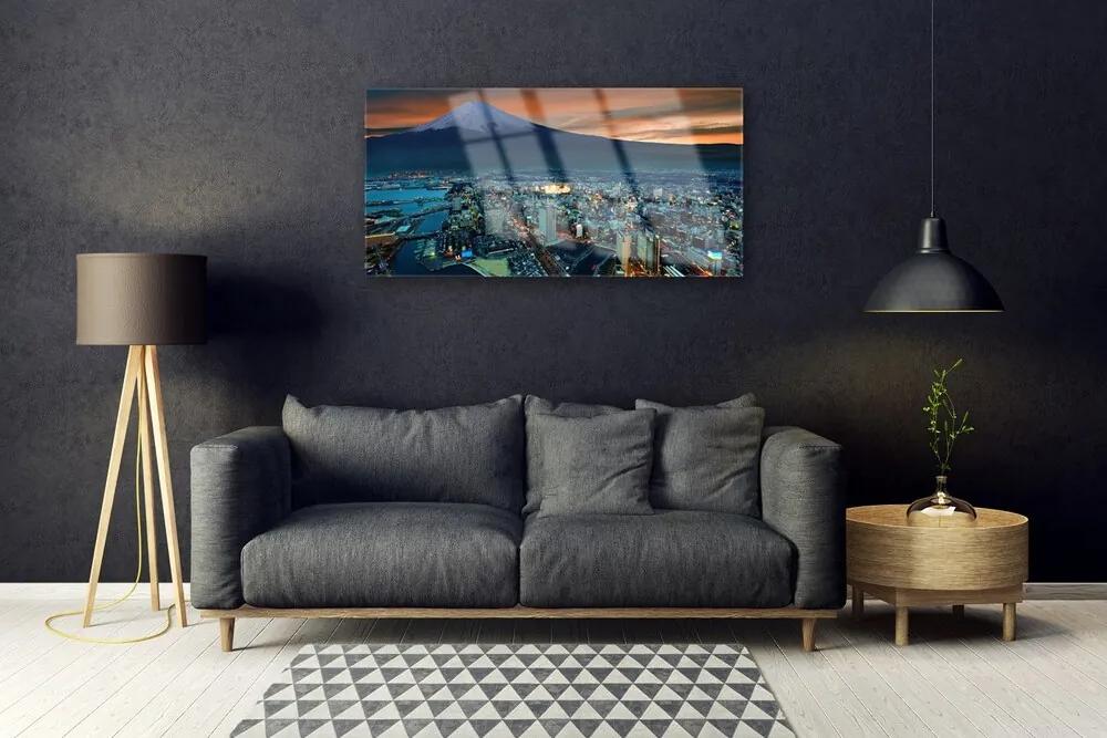 Obraz na skle Mesto hora dmy 100x50 cm