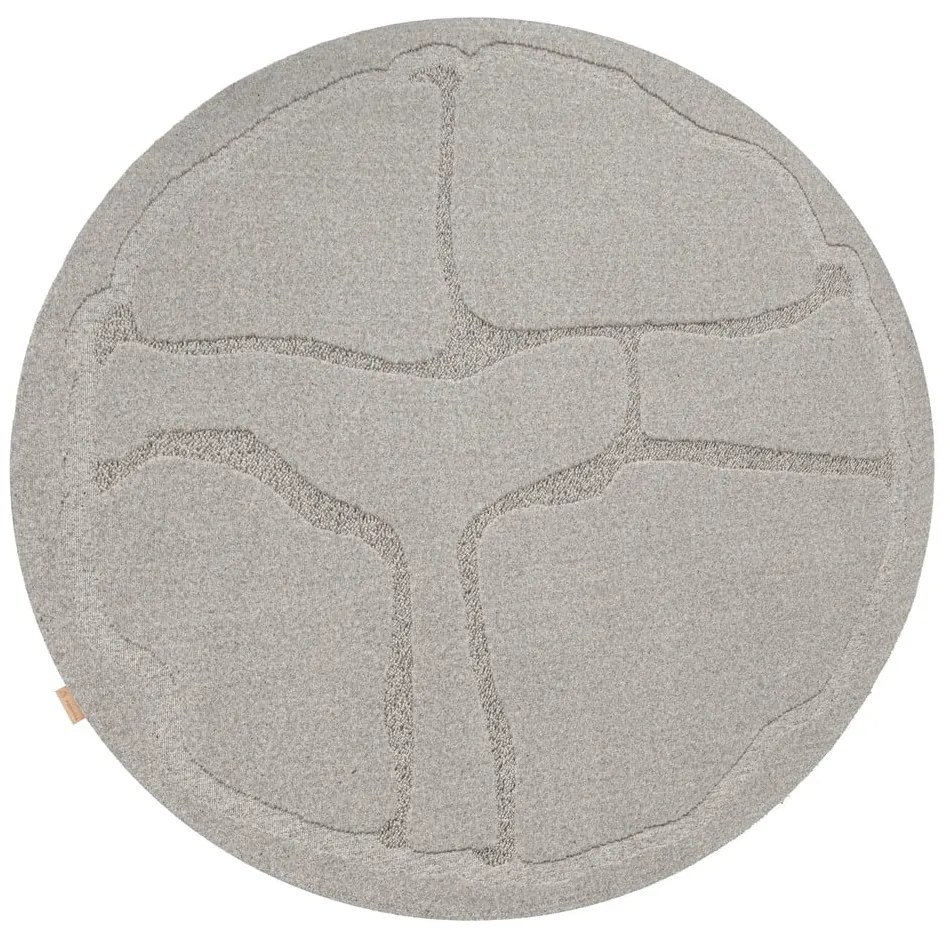 Sivý vlnený okrúhly koberec ø 120 cm Morphic Organica – Agnella