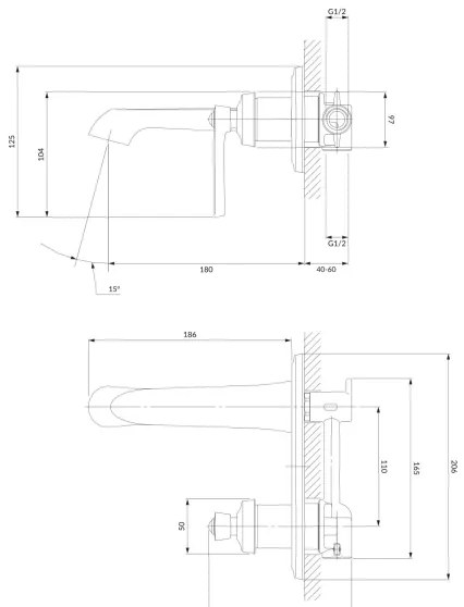 OMNIRES AM5215CR - Umývadlová batéria na podomietkovú inštaláciu ARMANCE chróm