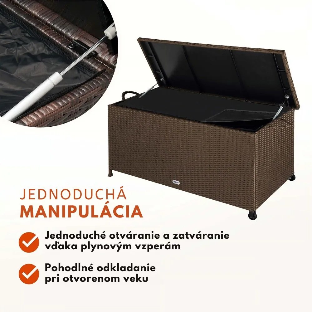 Polyratanový úložný box RICCO, 117 x 53 x 60cm, hnedá Casaria