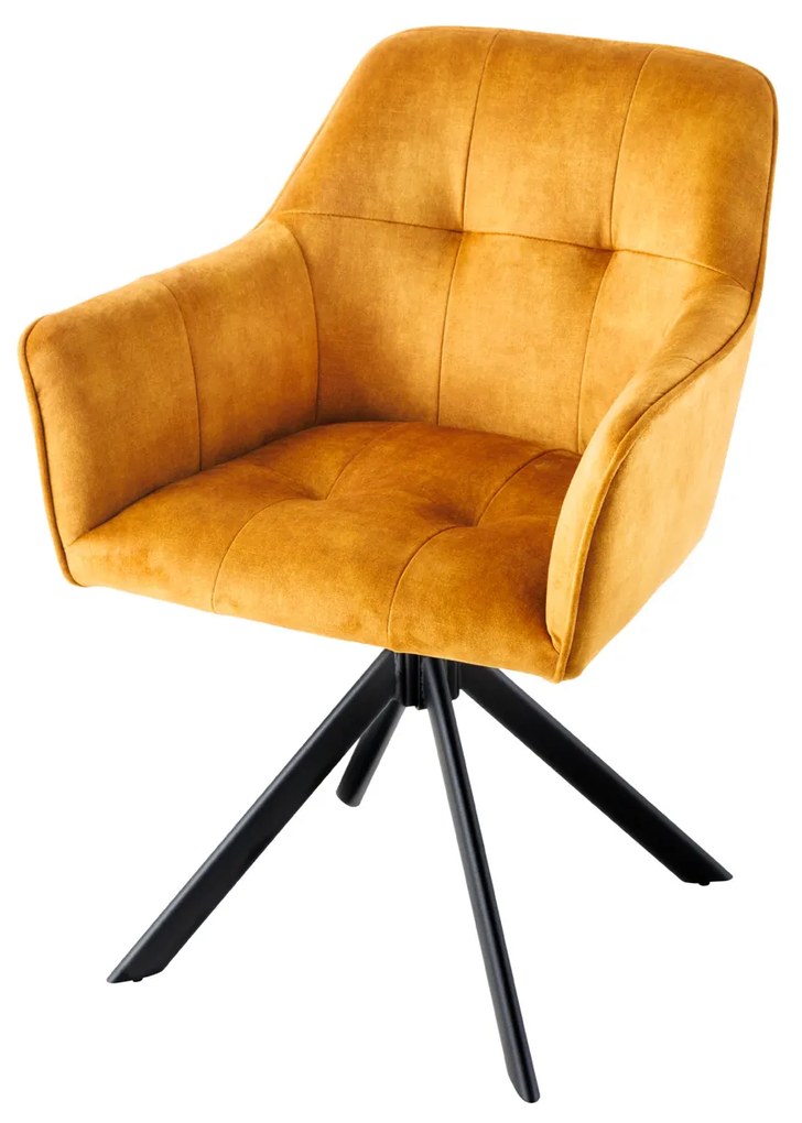 Dizajnová otočná stolička Galileo horčicovo-žltý zamat