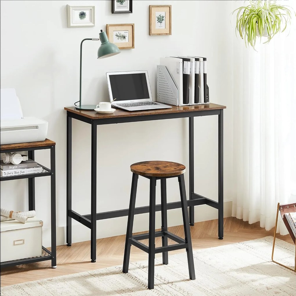 Jedálenský stôl set, barový stôl a barové stoličky, 100x40cm, rustikálna hnedá a čierna farba