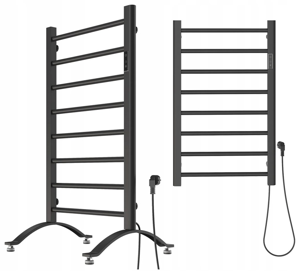 Gamma Erga Pago, elektrické vykurovacie teleso 500x800 mm s digitálnym termostatom na postavenie alebo na stenu, 200W, čierna matná, ERG-LAV-GRZE-E-ST88080500-BK