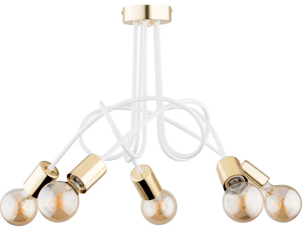 Prisadený luster TANGO 5xE27/15W/230V biela/zlatá