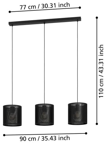 Eglo 43796 - Luster na lanku MANBY 3xE27/40W/230V