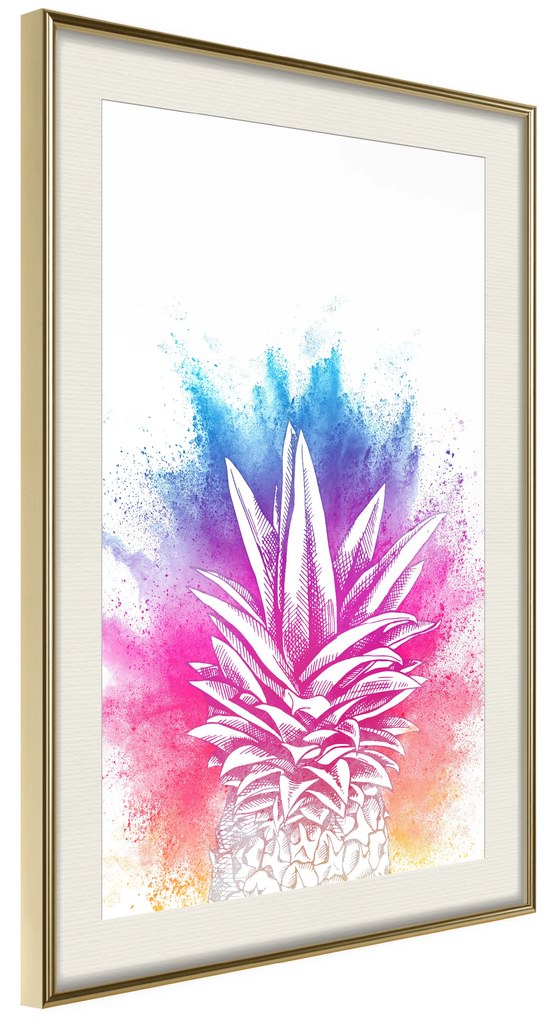 Artgeist Plagát - Colourful Pineapple [Poster] Veľkosť: 40x60, Verzia: Zlatý rám s passe-partout