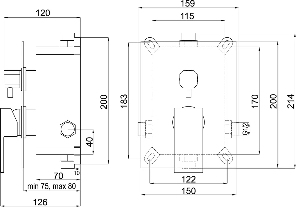 Novaservis Nobless EDGE, podomietková batéria s boxom 2 vývody, chrómová, BOX36051R,0