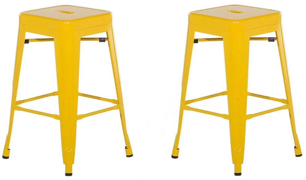 Sada 2 oceľových barových stoličiek 60 cm žltá CABRILLO Beliani