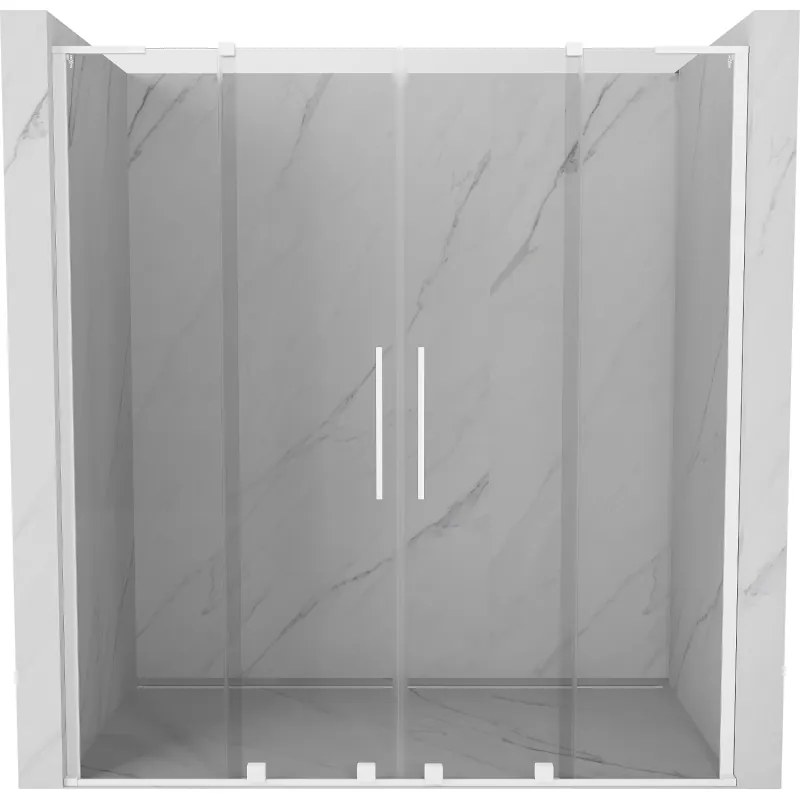 Mexen Velar L Duo, posuvné sprchové dvere do otvoru 170 cm, 8mm číre sklo, biela matná, 871-170-003-02-20