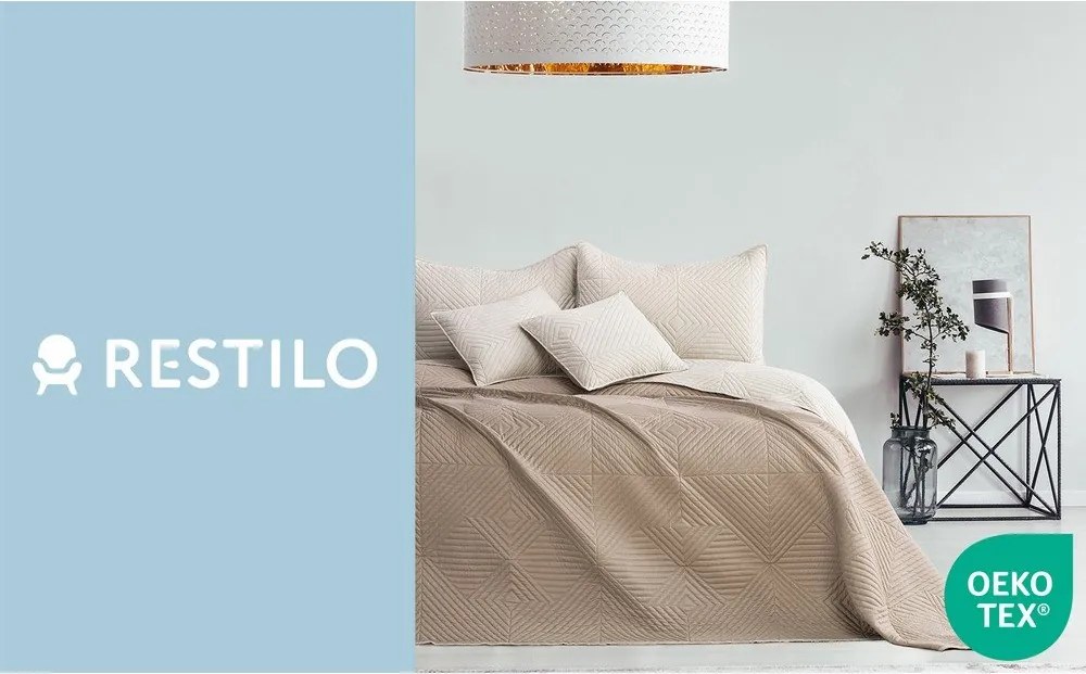 Béžový prešívaný pléd z mikrovlákna 240x260 cm Softa – Restilo