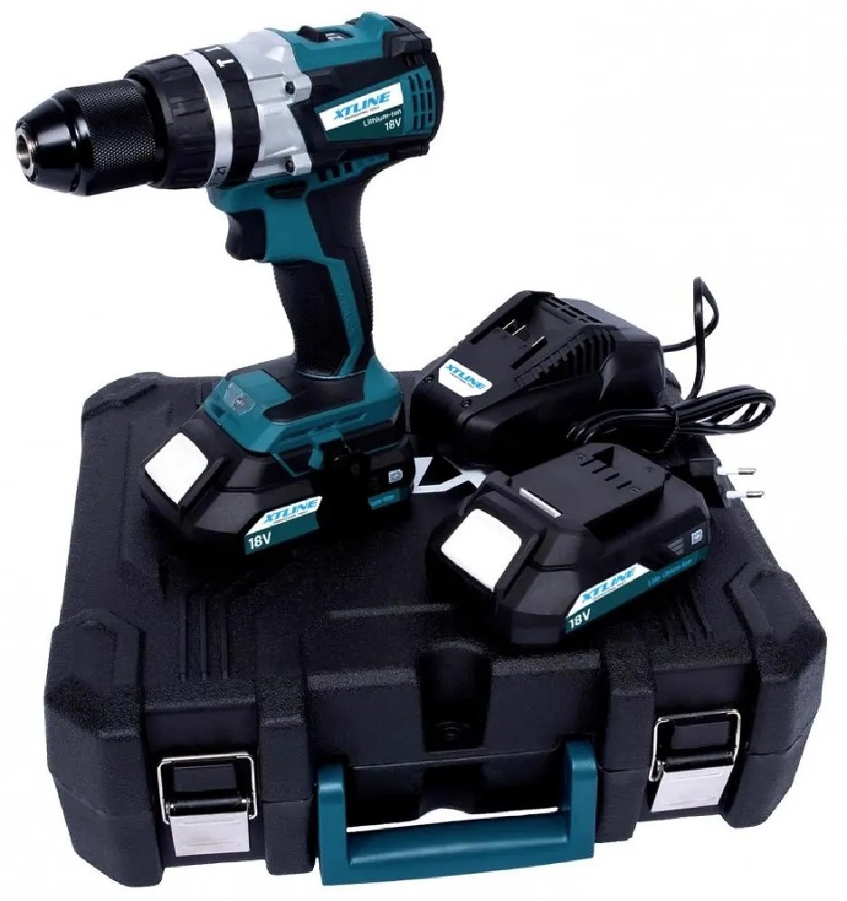 XTline Akumulátorová príklepová vŕtačka 18 V s 2 batériami a kufríkom