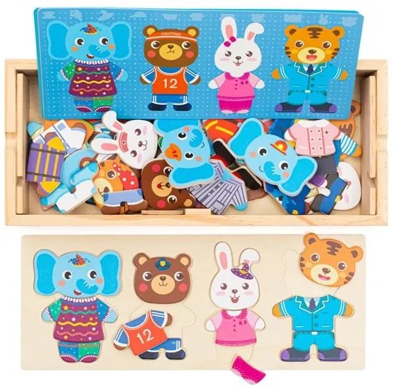 Vkladačka puzzle v krabičke zvieratká Montessori Baby Mix