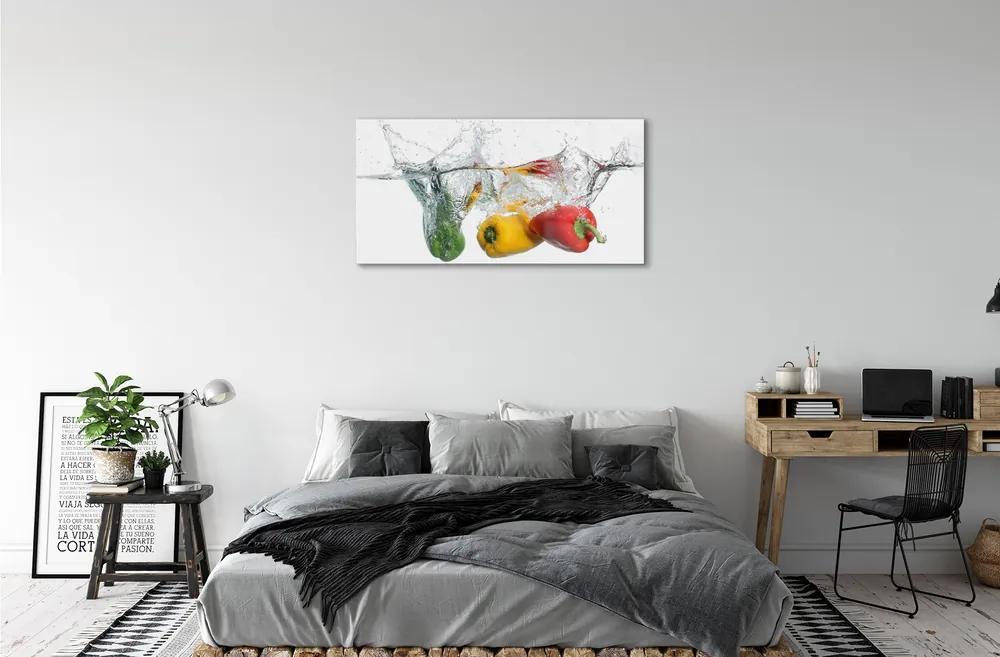 Obraz plexi Farebné papriky vo vode 100x50 cm