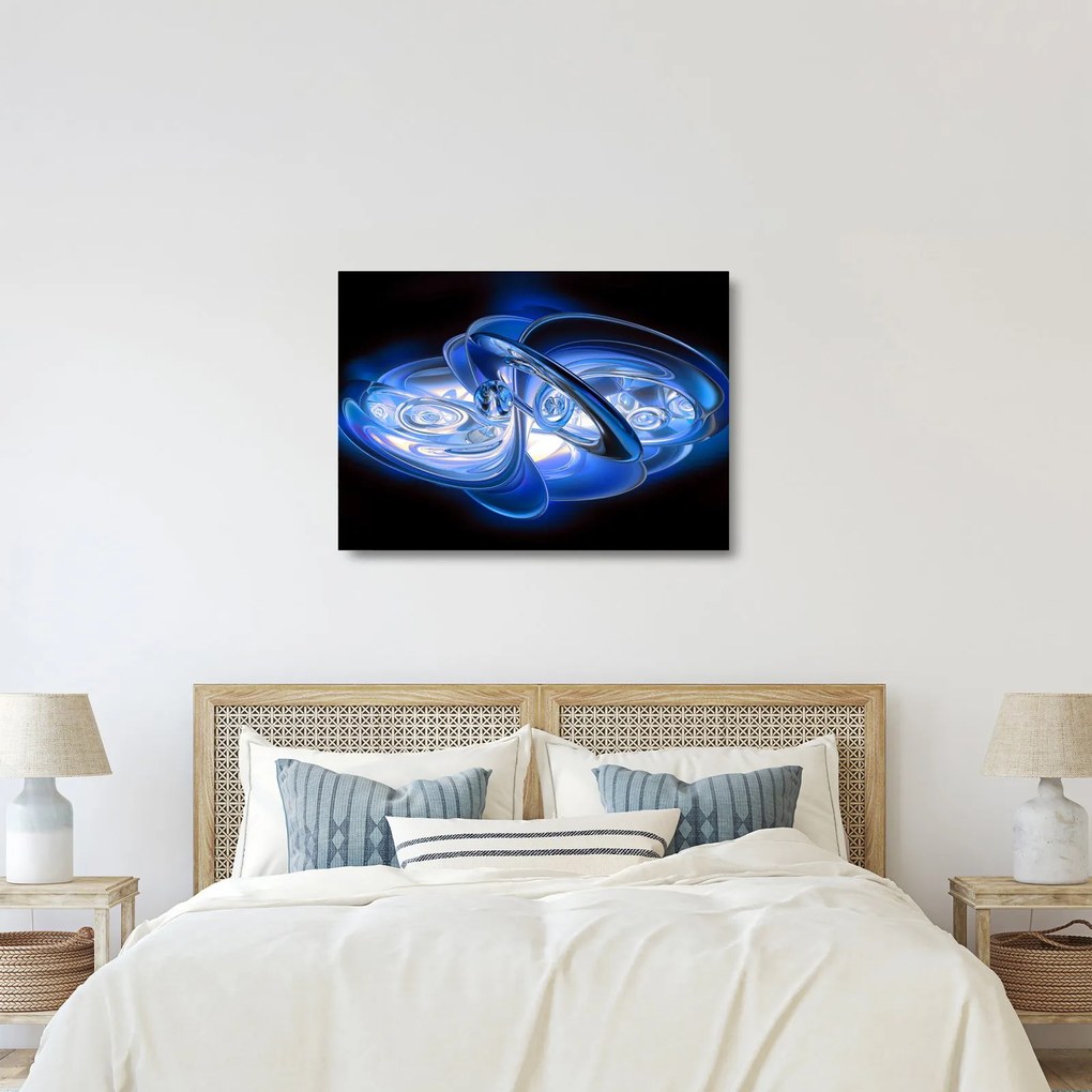 Modrý abstraktný sklenený obraz (70x50 cm)
