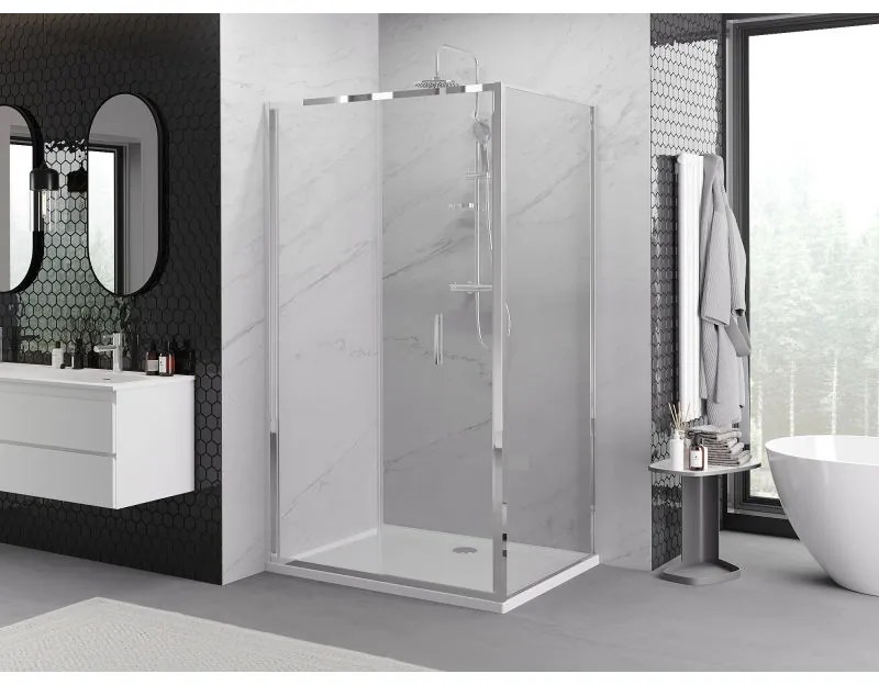 Mexen Exo, sprchovací kút so skladacími dverami 75 x 95 cm, 6mm číre sklo, chrómový profil, 816-075-095-01-00