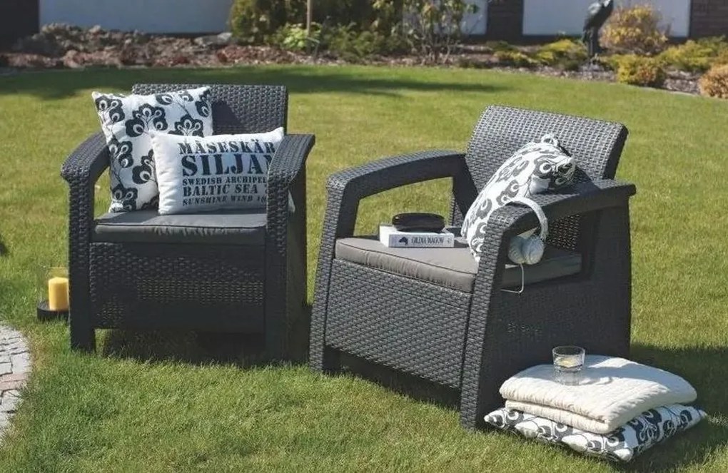 ALLIBERT CORFU DUO SET Kreslo 2 ks, 75 x 70 x 79cm, grafit/sivá 17197993