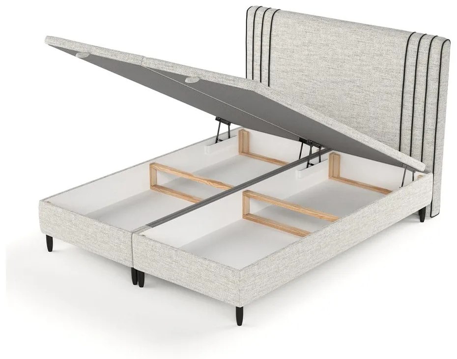 Svetlosivá čalúnená dvojlôžková posteľ s úložným priestorom 180x200 cm Musca – Maison de Rêve