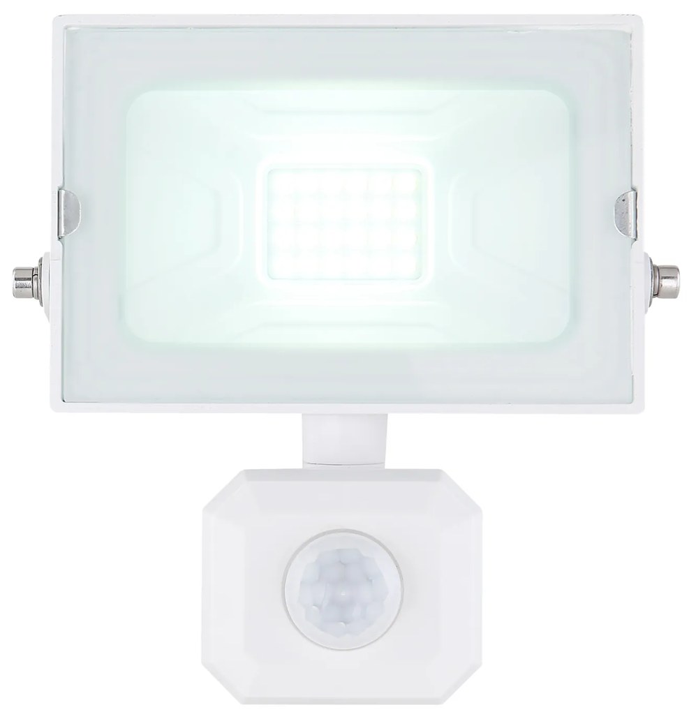 GLOBO Vonkajší LED nástenný reflektor s čidlom HELGA, 20W, studená biela, biely, IP44