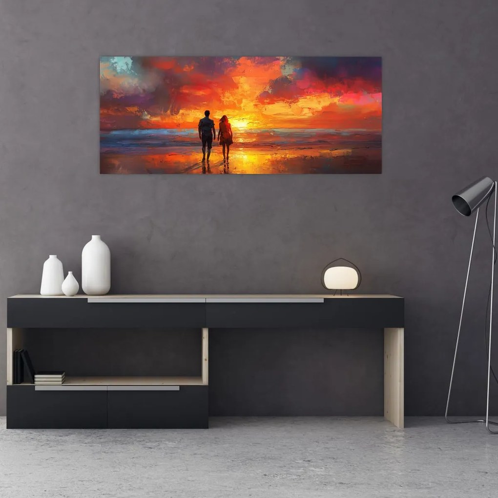 Obraz - Prechádzka na pláži (120x50 cm)