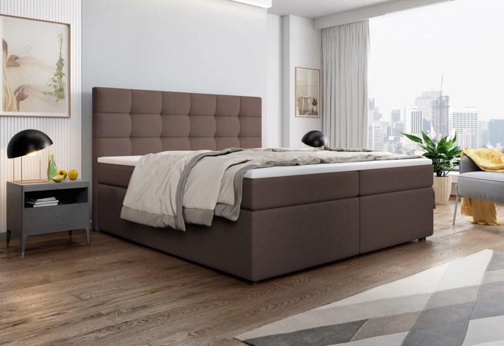 Čalúnená posteľ boxspring SALMA + topper, 140x200, inari 91