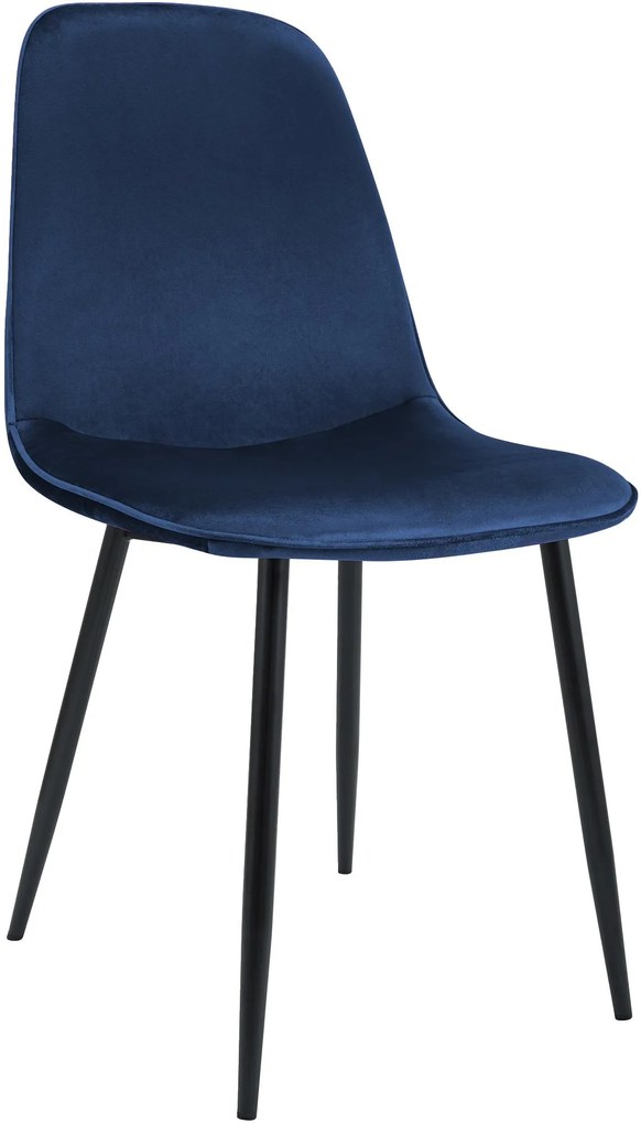 Sada 4 ks jedálenských stoličiek Maryam zamat - tmavomodrá