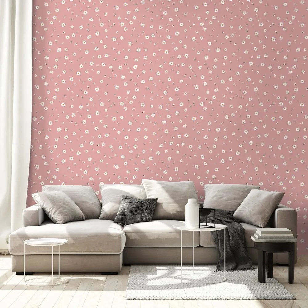 Tapeta ružové drobné kvietky
