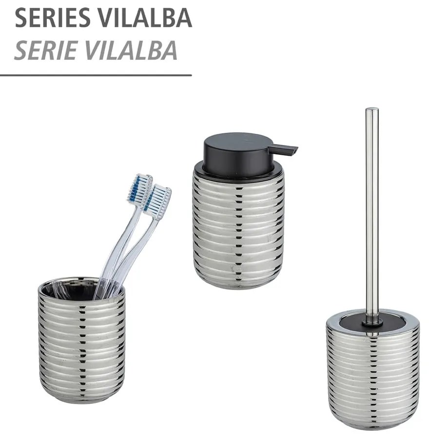 Keramická WC kefa v striebornej farbe Vilalba - Wenko