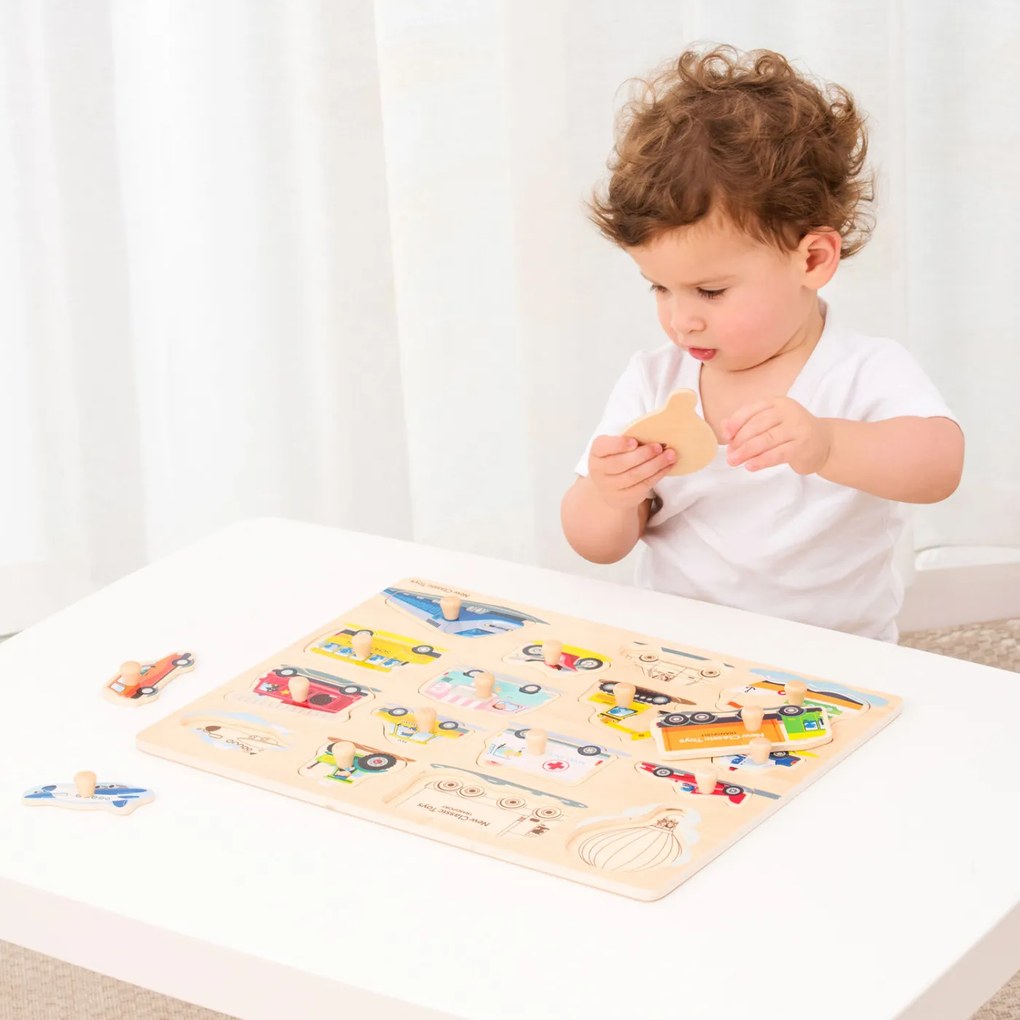 Drevené vkladacie puzzle - dopravné prostriedky - 16 ks