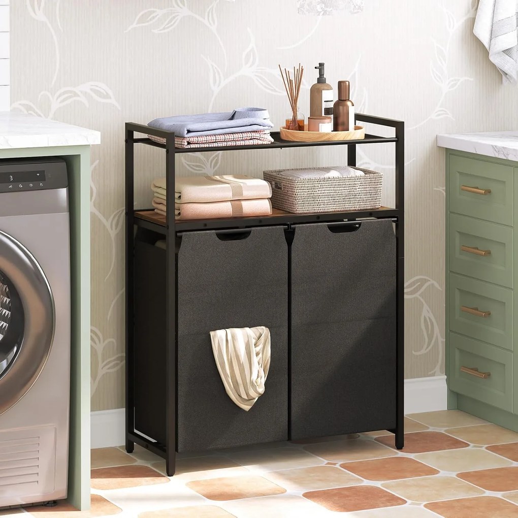 Koš na prádlo Vasagle Ermira 100 l černý/hnědý