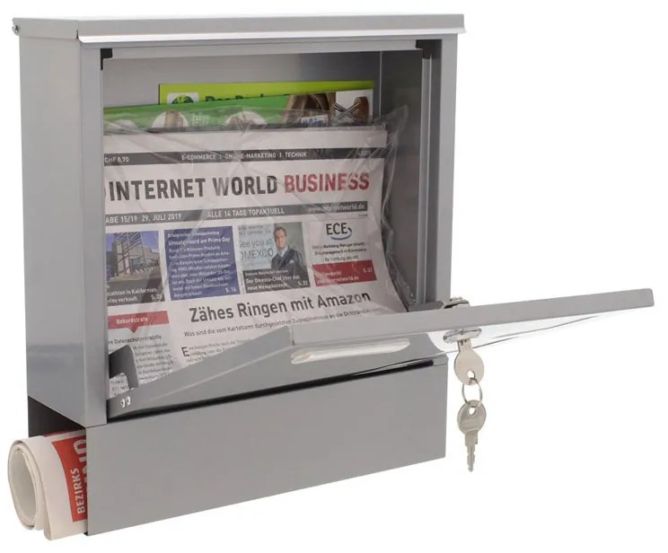 Poštová schránka LAGO, 330 x 305 x 97 mm, strieborná